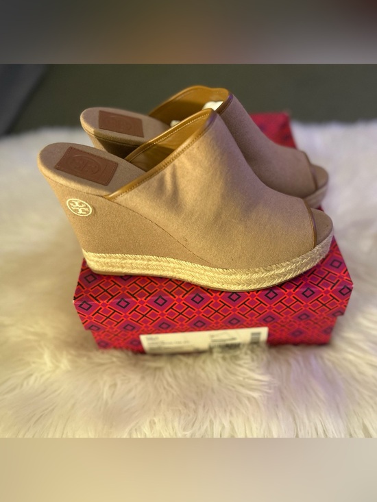 Tory Burch Shoes - Tory Burch Beige Espadrille Wedge Mule